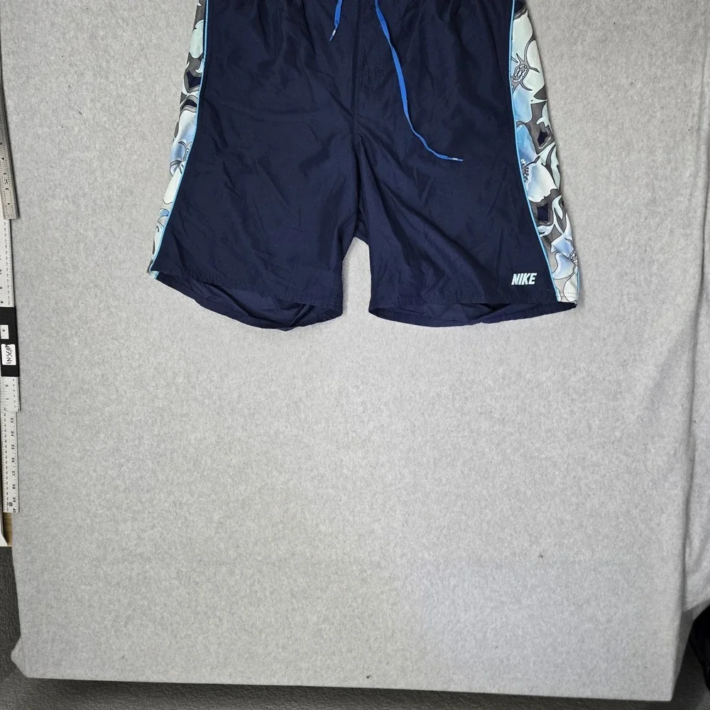 Nike Men Shorts XXL Navy Blue Swimwear Floral Trunks Logo